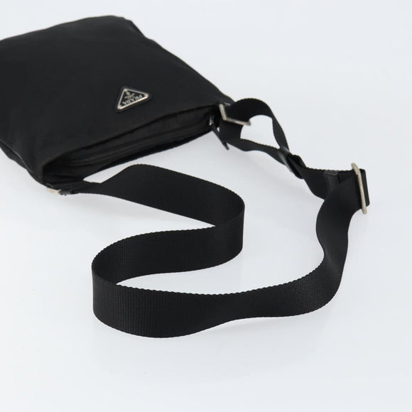 PRADA Shoulder Bag Nylon Black Silver Auth ep11496