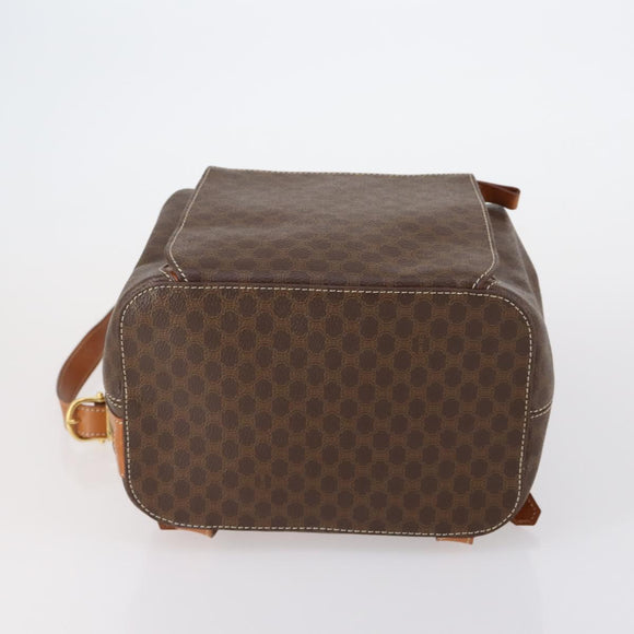 CELINE Macadam Canvas Backpack PVC Leather Brown Gold Auth ep11505