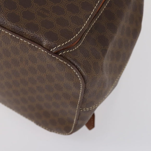 CELINE Macadam Canvas Backpack PVC Leather Brown Gold Auth ep11505