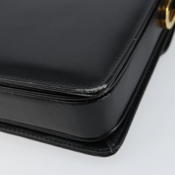 GUCCI Shoulder Bag Leather Black Gold Auth ep11506