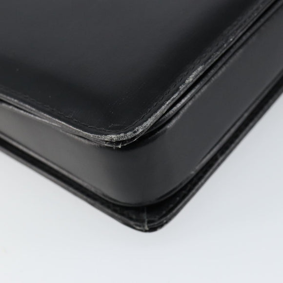 GUCCI Shoulder Bag Leather Black Gold Auth ep11506