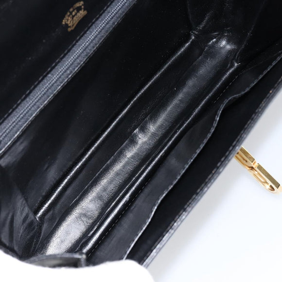 GUCCI Shoulder Bag Leather Black Gold Auth ep11506