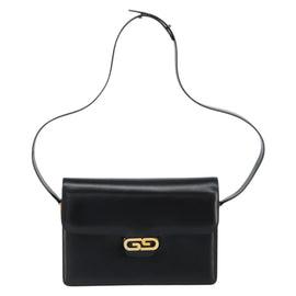 GUCCI Shoulder Bag Leather Black Gold Auth ep11506 - 0