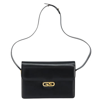 GUCCI Shoulder Bag Leather Black Gold Auth ep11506 - 0