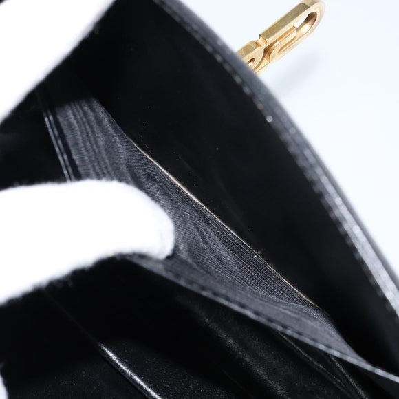 GUCCI Shoulder Bag Leather Black Gold Auth ep11506