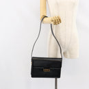 GUCCI Shoulder Bag Leather Black Gold Auth ep11506-23