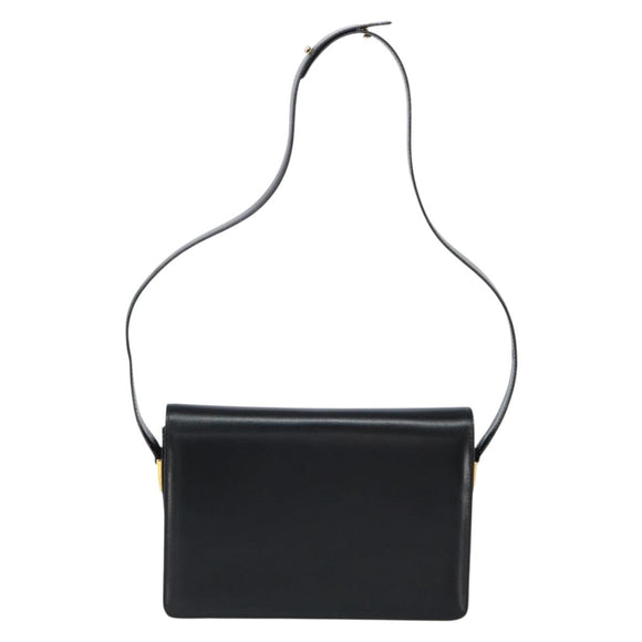 GUCCI Shoulder Bag Leather Black Gold Auth ep11506
