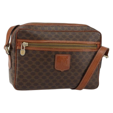 CELINE Macadam Canvas Shoulder Bag PVC Leather Brown Gold Auth ep11508