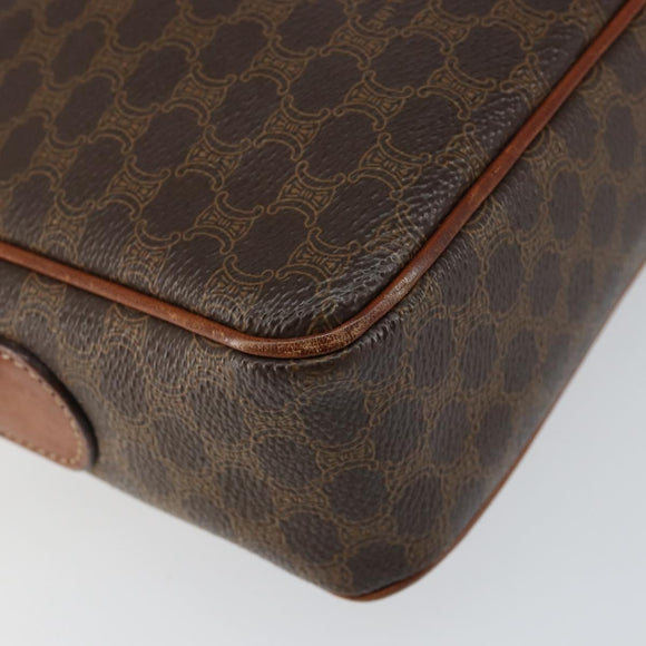 CELINE Macadam Canvas Shoulder Bag PVC Leather Brown Gold Auth ep11508