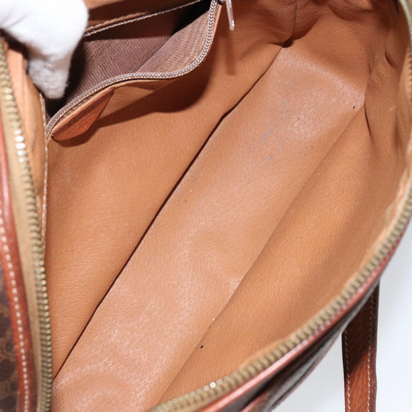 CELINE Macadam Canvas Shoulder Bag PVC Leather Brown Gold Auth ep11508