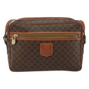 CELINE Macadam Canvas Shoulder Bag PVC Leather Brown Gold Auth ep11508-2