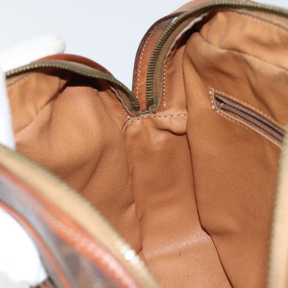 CELINE Macadam Canvas Shoulder Bag PVC Leather Brown Gold Auth ep11508