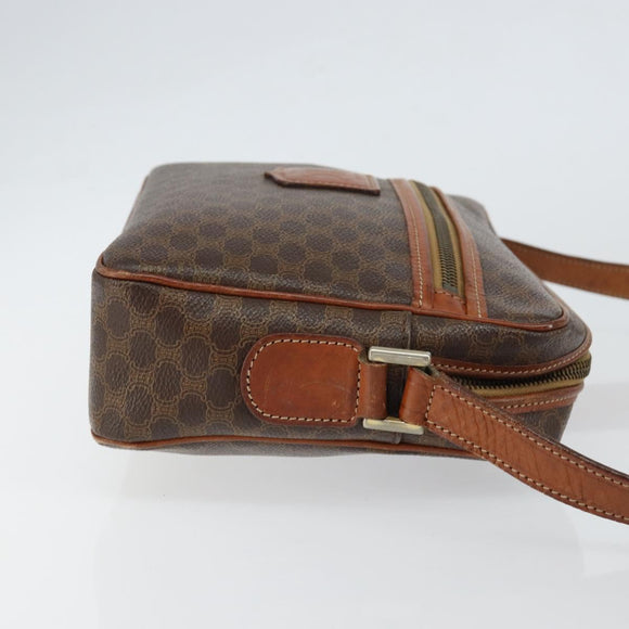 CELINE Macadam Canvas Shoulder Bag PVC Leather Brown Gold Auth ep11508