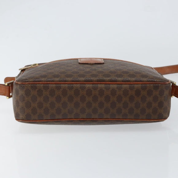 CELINE Macadam Canvas Shoulder Bag PVC Leather Brown Gold Auth ep11508