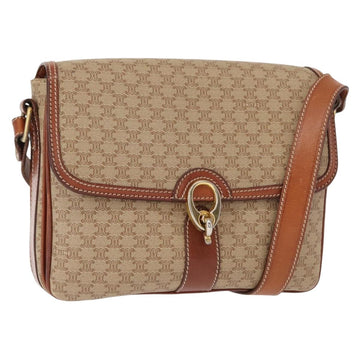 CELINE Macadam Canvas Shoulder Bag PVC Beige Gold Auth ep11511