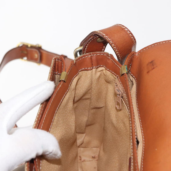 CELINE Macadam Canvas Shoulder Bag PVC Beige Gold Auth ep11511