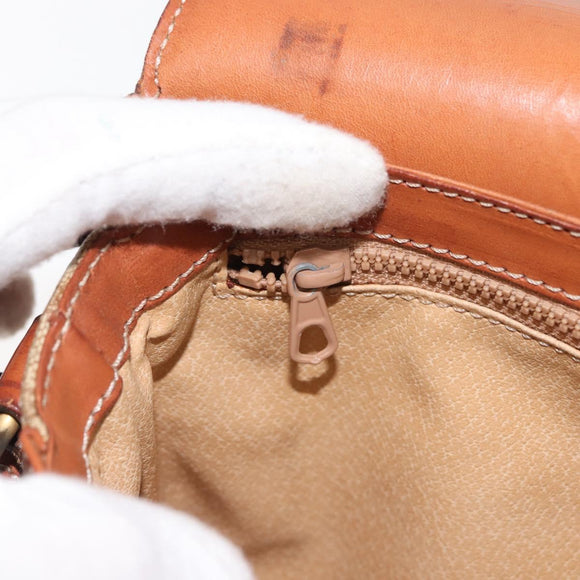 CELINE Macadam Canvas Shoulder Bag PVC Beige Gold Auth ep11511