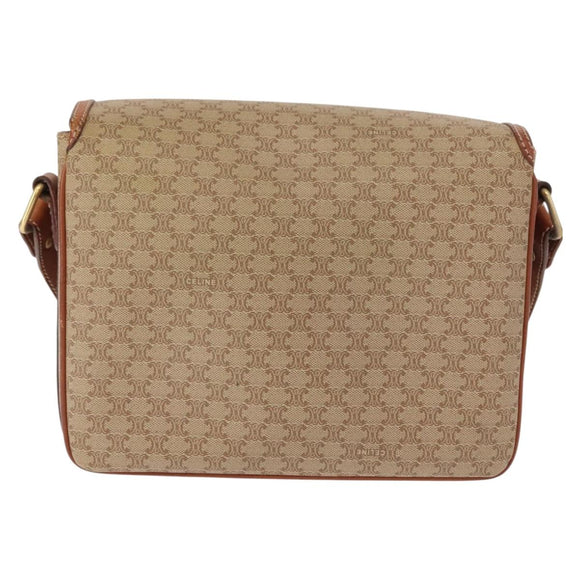 CELINE Macadam Canvas Shoulder Bag PVC Beige Gold Auth ep11511