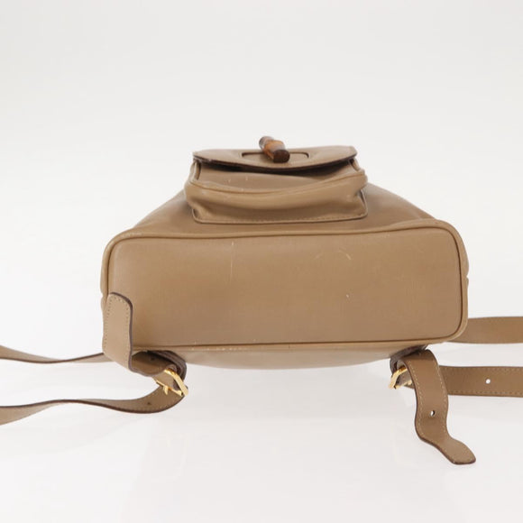 GUCCI Bamboo Backpack Leather Beige Gold 003 3444 0030 Auth ep11512