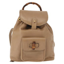 GUCCI Bamboo Backpack Leather Beige Gold 003 3444 0030 Auth ep11512-13