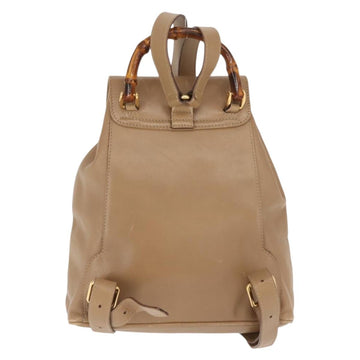 GUCCI Bamboo Backpack Leather Beige Gold 003 3444 0030 Auth ep11512 - 0