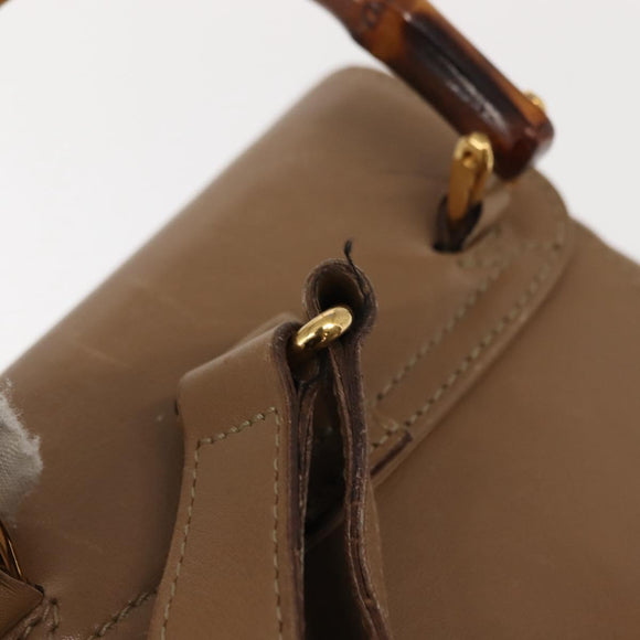 GUCCI Bamboo Backpack Leather Beige Gold 003 3444 0030 Auth ep11512