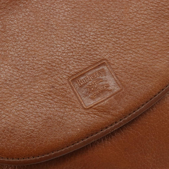 Burberrys Shoulder Bag Leather Gold Brown Auth ep11513