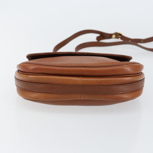 Burberrys Shoulder Bag Leather Gold Brown Auth ep11513