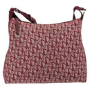 Christian Dior Trotter Canvas Shoulder Bag Red Silver Auth ep11517-2
