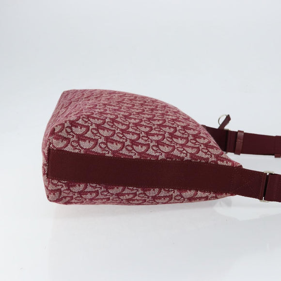 Christian Dior Trotter Canvas Shoulder Bag Red Silver Auth ep11517