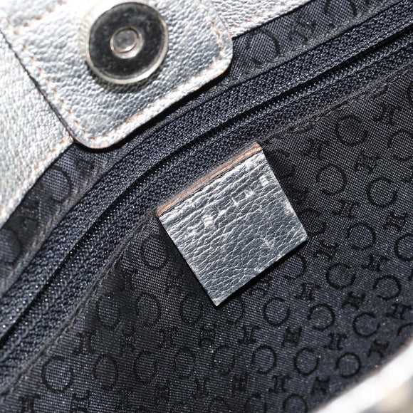 CELINE C Macadam Canvas Hand Bag Denim Blue Silver Auth ep11519