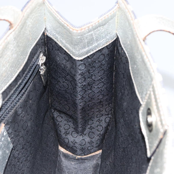 CELINE C Macadam Canvas Hand Bag Denim Blue Silver Auth ep11519