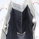 CELINE C Macadam Canvas Hand Bag Denim Blue Silver Auth ep11519-18