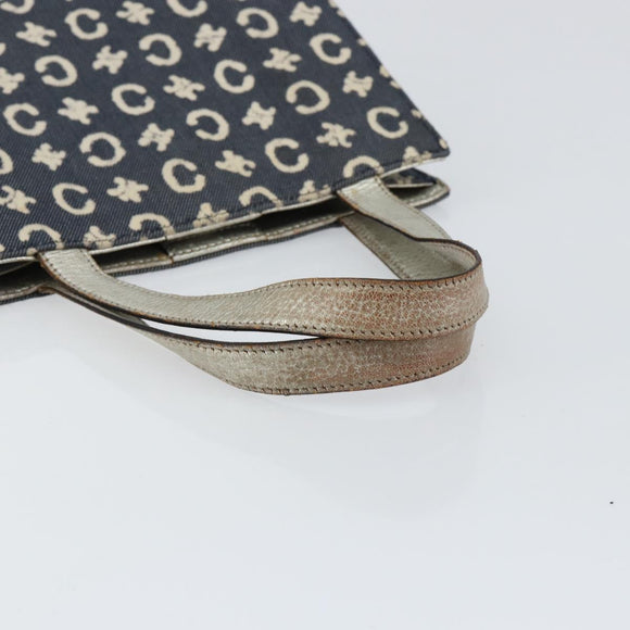 CELINE C Macadam Canvas Hand Bag Denim Blue Silver Auth ep11519