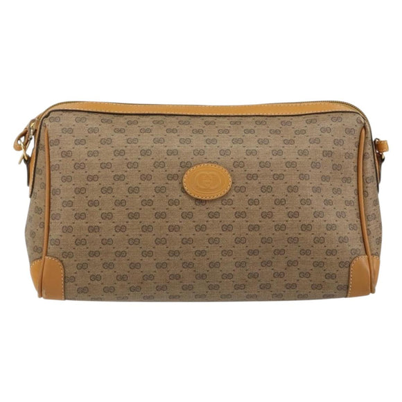 GUCCI Micro GG Supreme Shoulder Bag PVC Beige Gold Auth ep11521