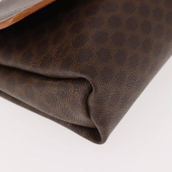 CELINE Macadam Canvas Shoulder Bag PVC Brown Gold Auth ep11522