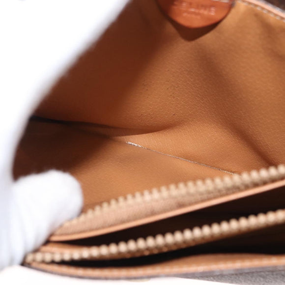 CELINE Macadam Canvas Shoulder Bag PVC Brown Gold Auth ep11522