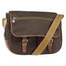 CELINE Macadam Canvas Shoulder Bag PVC Leather Brown Gold Auth ep11523-1