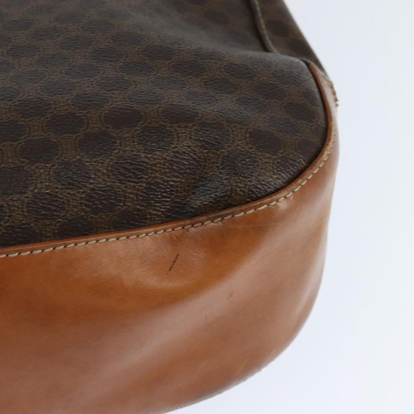 CELINE Macadam Canvas Shoulder Bag PVC Leather Brown Gold Auth ep11523