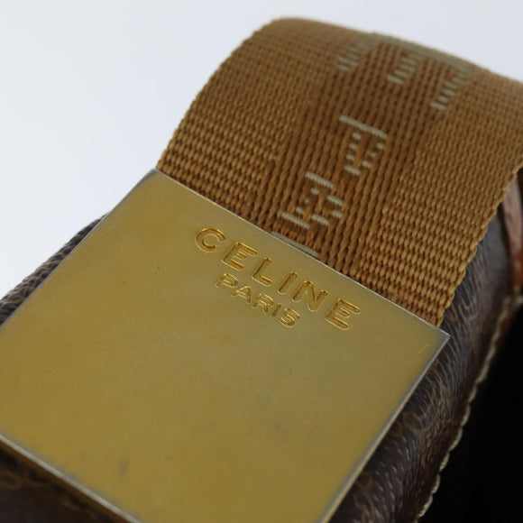 CELINE Macadam Canvas Shoulder Bag PVC Leather Brown Gold Auth ep11523