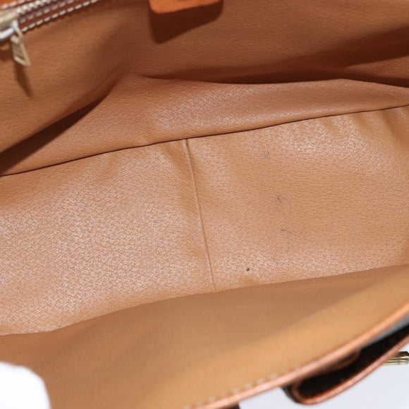 CELINE Macadam Canvas Shoulder Bag PVC Leather Brown Gold Auth ep11523