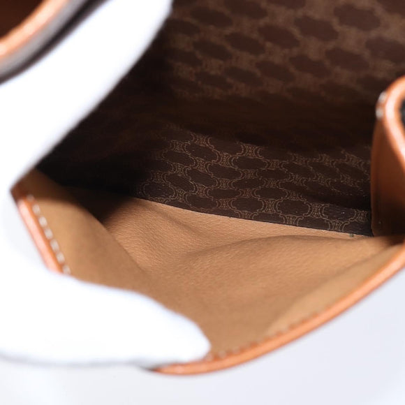 CELINE Macadam Canvas Shoulder Bag PVC Leather Brown Gold Auth ep11523