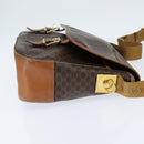 CELINE Macadam Canvas Shoulder Bag PVC Leather Brown Gold Auth ep11523-5