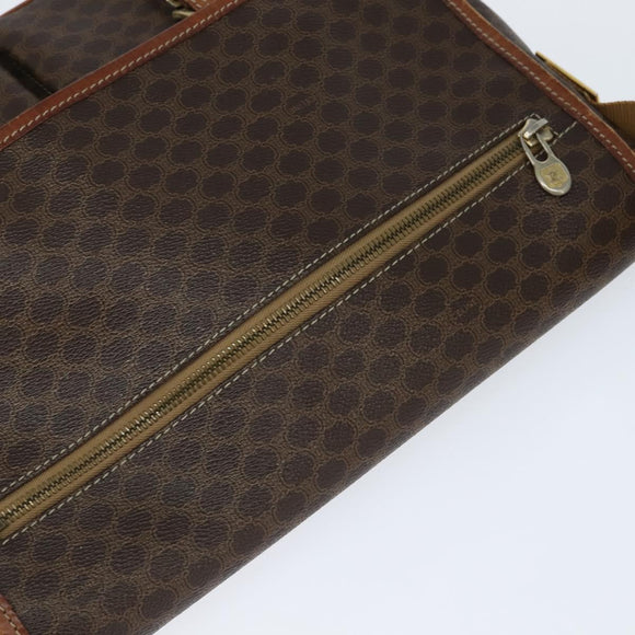 CELINE Macadam Canvas Shoulder Bag PVC Leather Brown Gold Auth ep11523