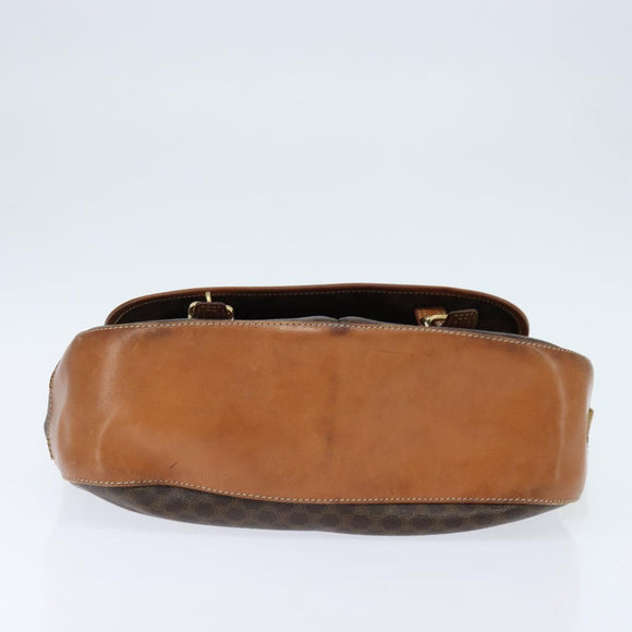 CELINE Macadam Canvas Shoulder Bag PVC Leather Brown Gold Auth ep11523