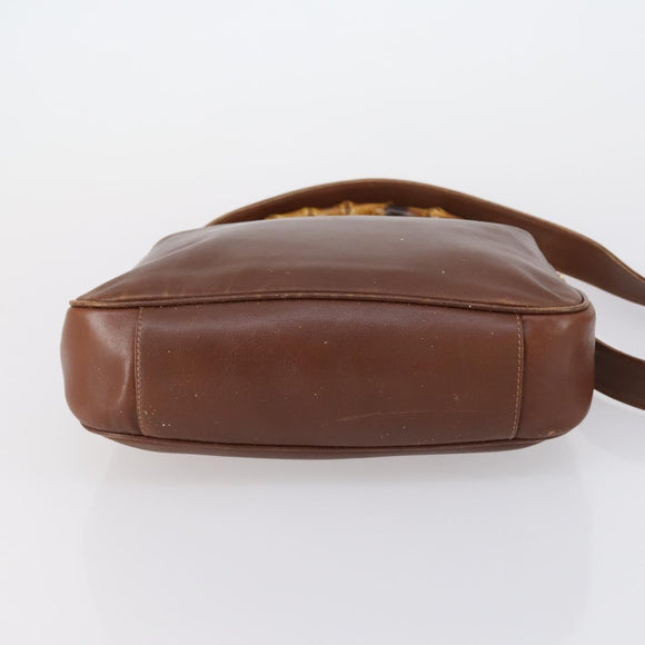 GUCCI Bamboo Hand Bag Leather 2way Brown Gold 001 1014 1638 Auth ep11526