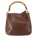 GUCCI Bamboo Hand Bag Leather 2way Brown Gold 001 1014 1638 Auth ep11526-13