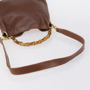 GUCCI Bamboo Hand Bag Leather 2way Brown Gold 001 1014 1638 Auth ep11526-7