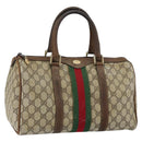 GUCCI GG Supreme Web Sherry Line Bag PVC Beige Gold 012 3842 58 Auth ep11528-1