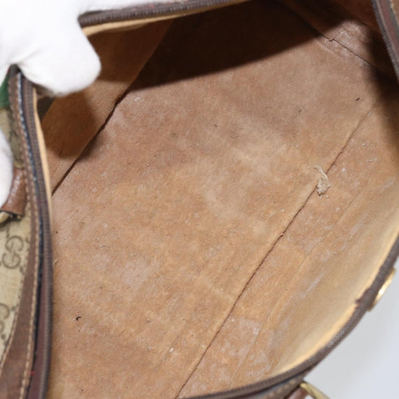 GUCCI GG Supreme Web Sherry Line Bag PVC Beige Gold 012 3842 58 Auth ep11528